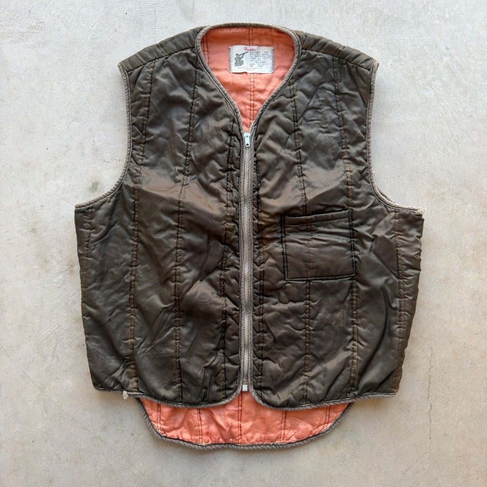 Vintage Revelation Western Auto Supply Co Quilted Hunting Vest Brown Large